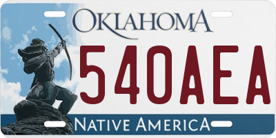 OK license plate 540AEA