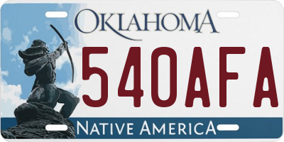 OK license plate 540AFA