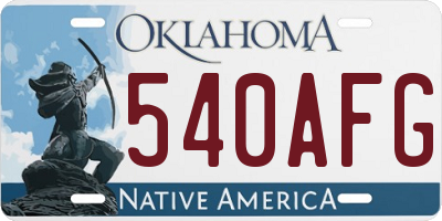 OK license plate 540AFG