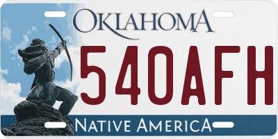 OK license plate 540AFH