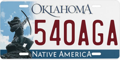 OK license plate 540AGA