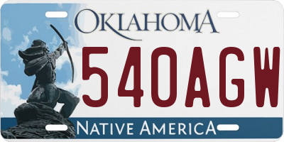 OK license plate 540AGW