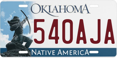 OK license plate 540AJA