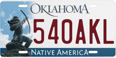 OK license plate 540AKL