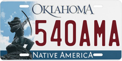 OK license plate 540AMA