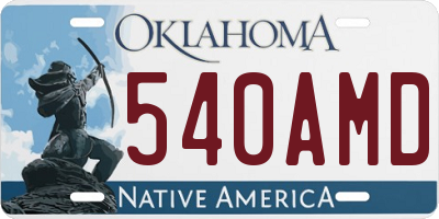OK license plate 540AMD