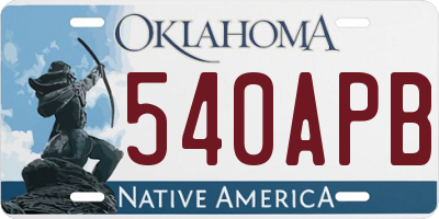 OK license plate 540APB