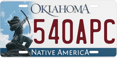 OK license plate 540APC