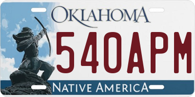 OK license plate 540APM