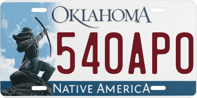 OK license plate 540APO