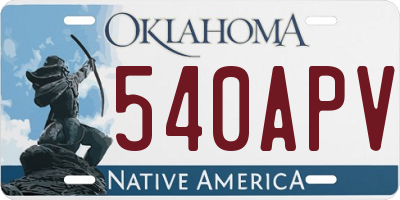 OK license plate 540APV