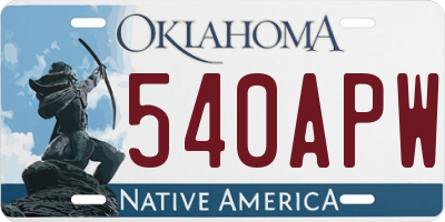 OK license plate 540APW