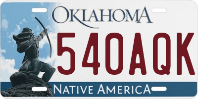OK license plate 540AQK