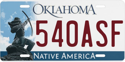 OK license plate 540ASF