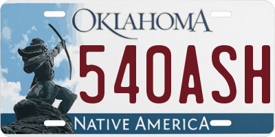 OK license plate 540ASH