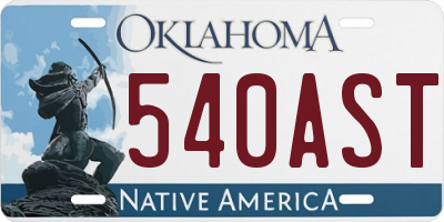 OK license plate 540AST