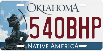 OK license plate 540BHP
