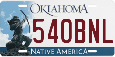 OK license plate 540BNL