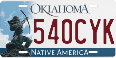 OK license plate 540CYK
