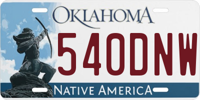 OK license plate 540DNW
