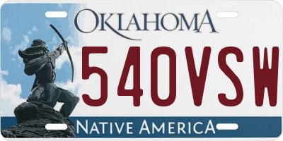 OK license plate 540VSW