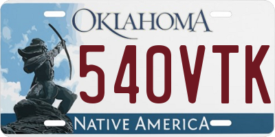 OK license plate 540VTK