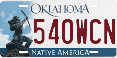 OK license plate 540WCN