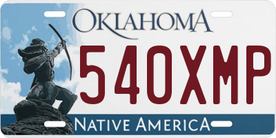 OK license plate 540XMP