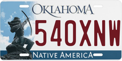 OK license plate 540XNW