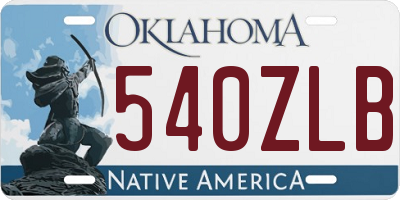 OK license plate 540ZLB