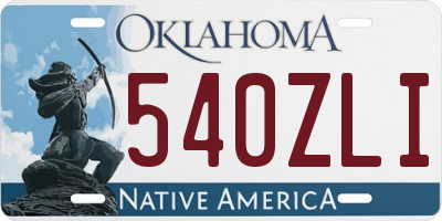 OK license plate 540ZLI