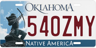 OK license plate 540ZMY