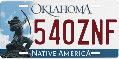 OK license plate 540ZNF