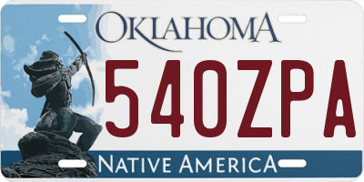 OK license plate 540ZPA