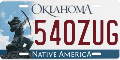 OK license plate 540ZUG