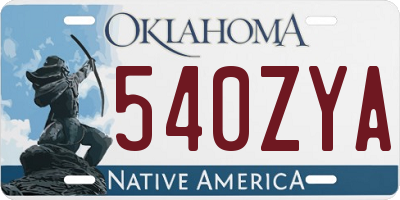 OK license plate 540ZYA