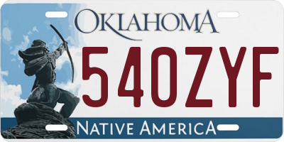 OK license plate 540ZYF