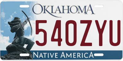 OK license plate 540ZYU