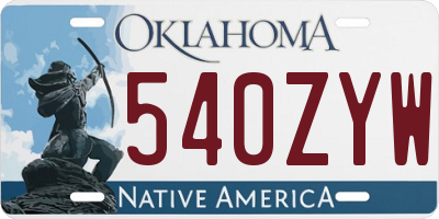 OK license plate 540ZYW