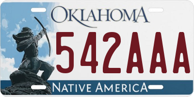OK license plate 542AAA