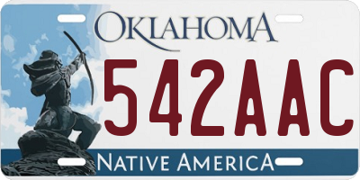 OK license plate 542AAC