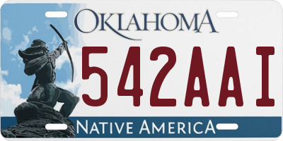 OK license plate 542AAI