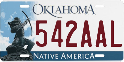 OK license plate 542AAL