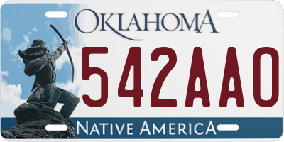 OK license plate 542AAO