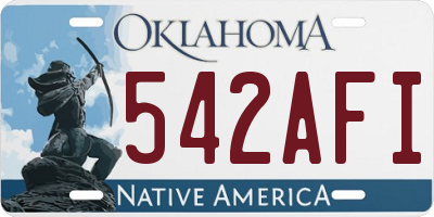 OK license plate 542AFI