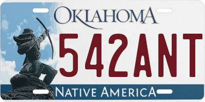 OK license plate 542ANT