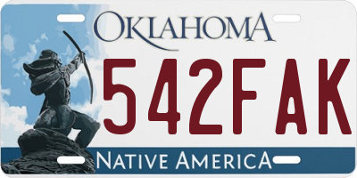 OK license plate 542FAK