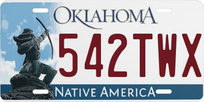 OK license plate 542TWX