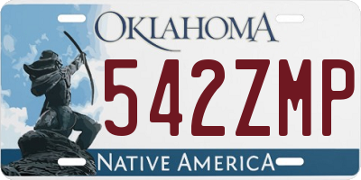 OK license plate 542ZMP