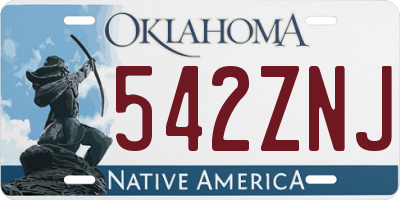 OK license plate 542ZNJ